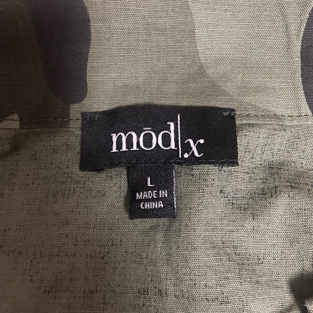 Mod X Sz L Green Camo Pattern Sequin Pocket & Back Women’s Jacket - Picture 6 of 10